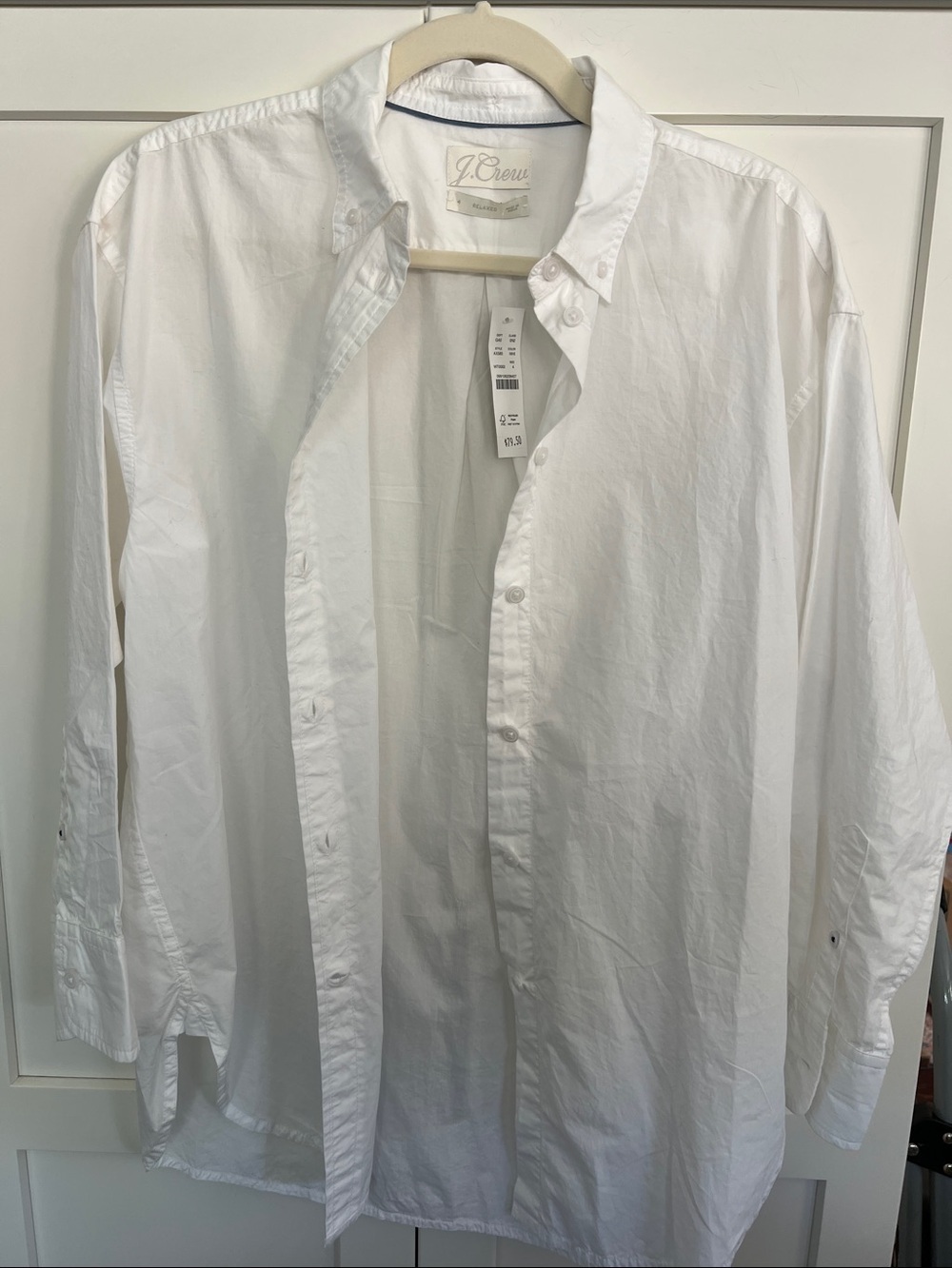 NWT J.Crew Relaxed-Fit Washed Cotton Poplin Shirt White Size 4 AX593